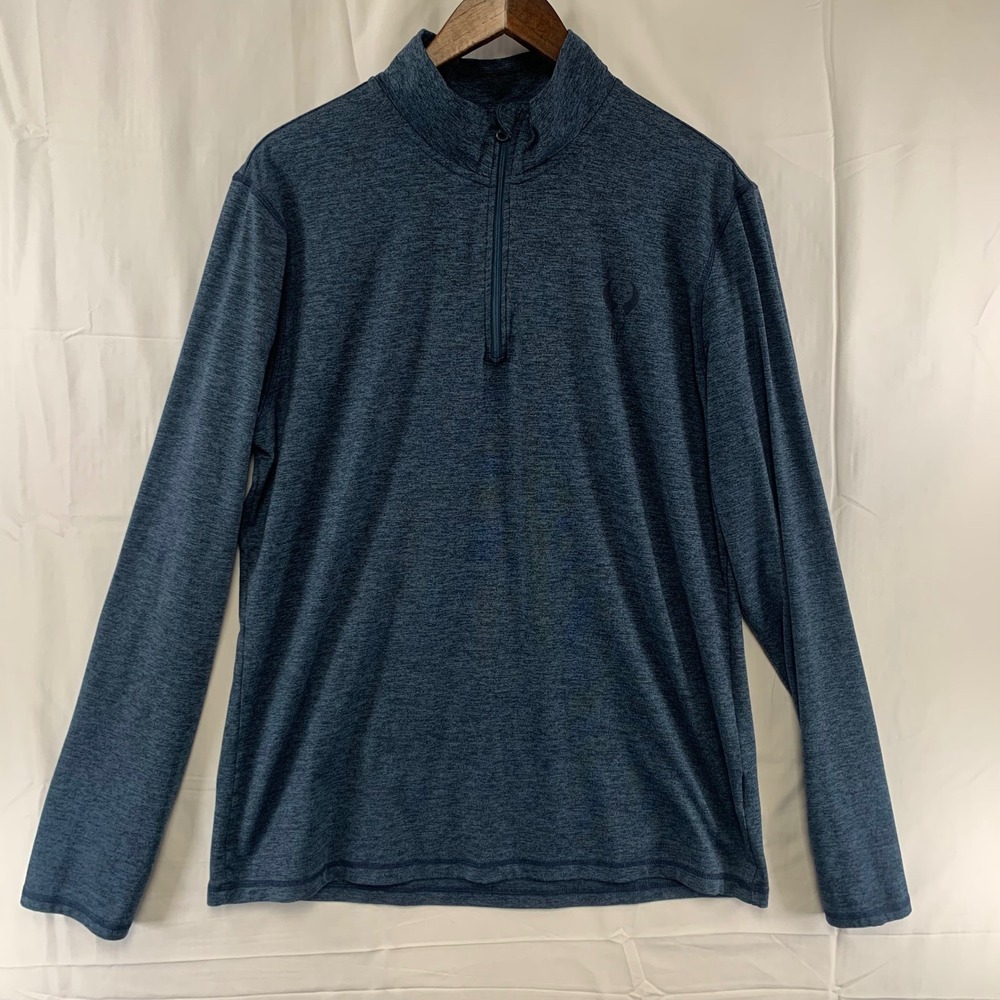 Badlands Every Wear Pullover Mens L Blue Heather 1/4‎ Zip Long Sleeve Thumbhole